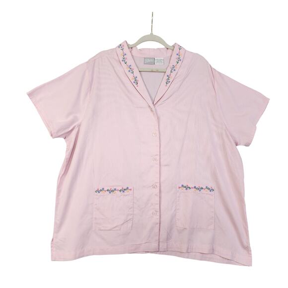 Blair Womens Vintage Ditzy Floral Embroidered Button Down Shirt Plus Size 2XL - Picture 1 of 10